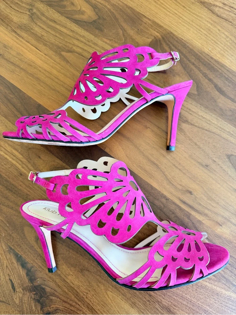 Women's Klub Nico Fuchsia Cutout Suede heels - size 38/US 9